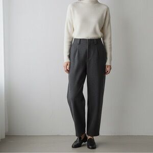 Insis Sz S Grey Wool Barrel Balloon Tailored Neutral Business Pants